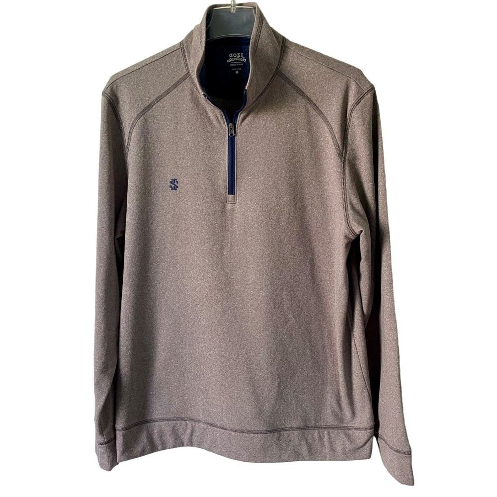 IZOD Quarter Zip Gray Long Sleeve Top Men's Medium NEW